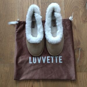 Women's Tan Faux-Shearling Slippers